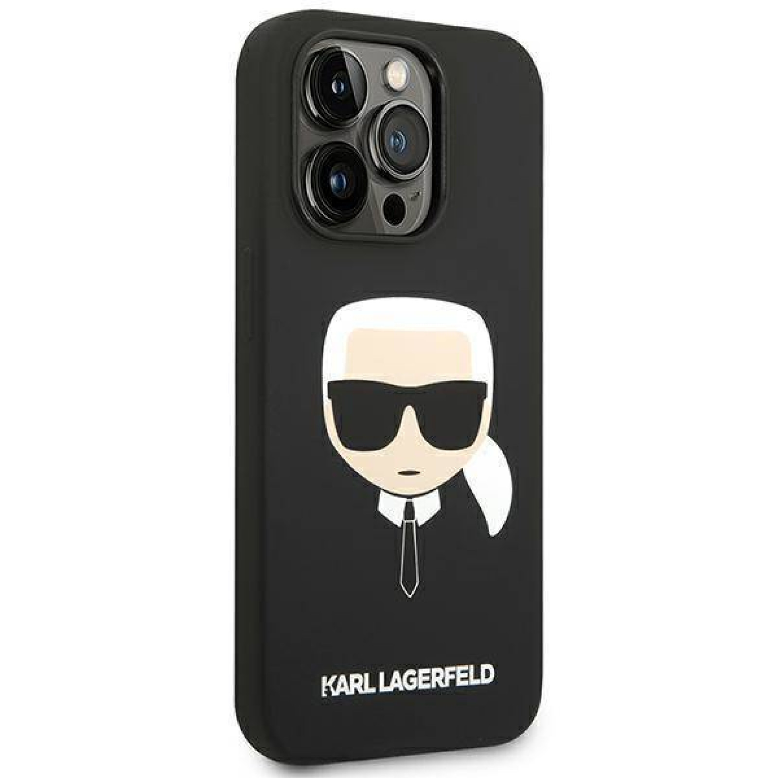 Гръб Karl Lagerfeld Liquid Silicone Гръб Karl Head Case за iPhone 14 Pro Max - Черен