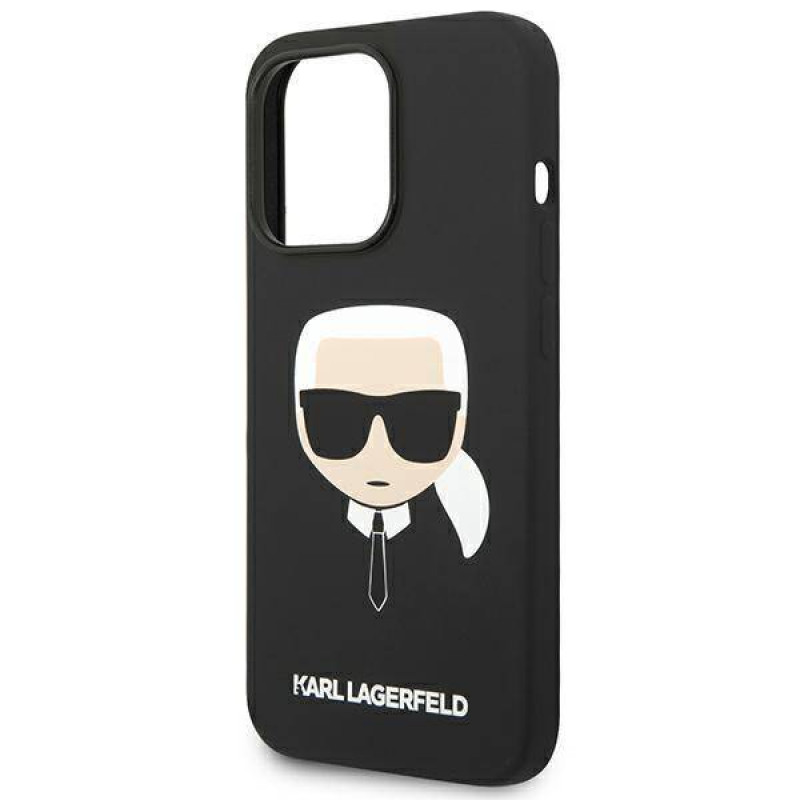 Гръб Karl Lagerfeld Liquid Silicone Гръб Karl Head Case за iPhone 14 Pro Max - Черен