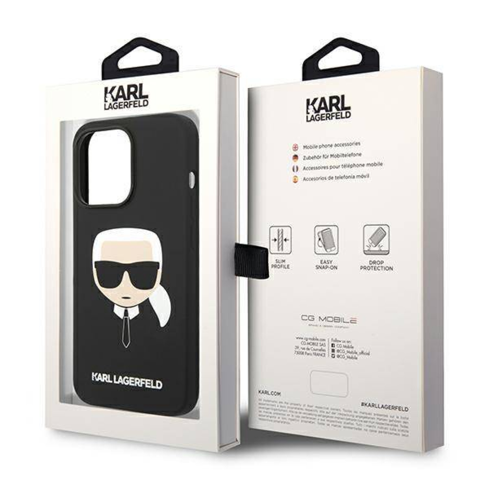 Гръб Karl Lagerfeld Liquid Silicone Гръб Karl Head Case за iPhone 14 Pro Max - Черен