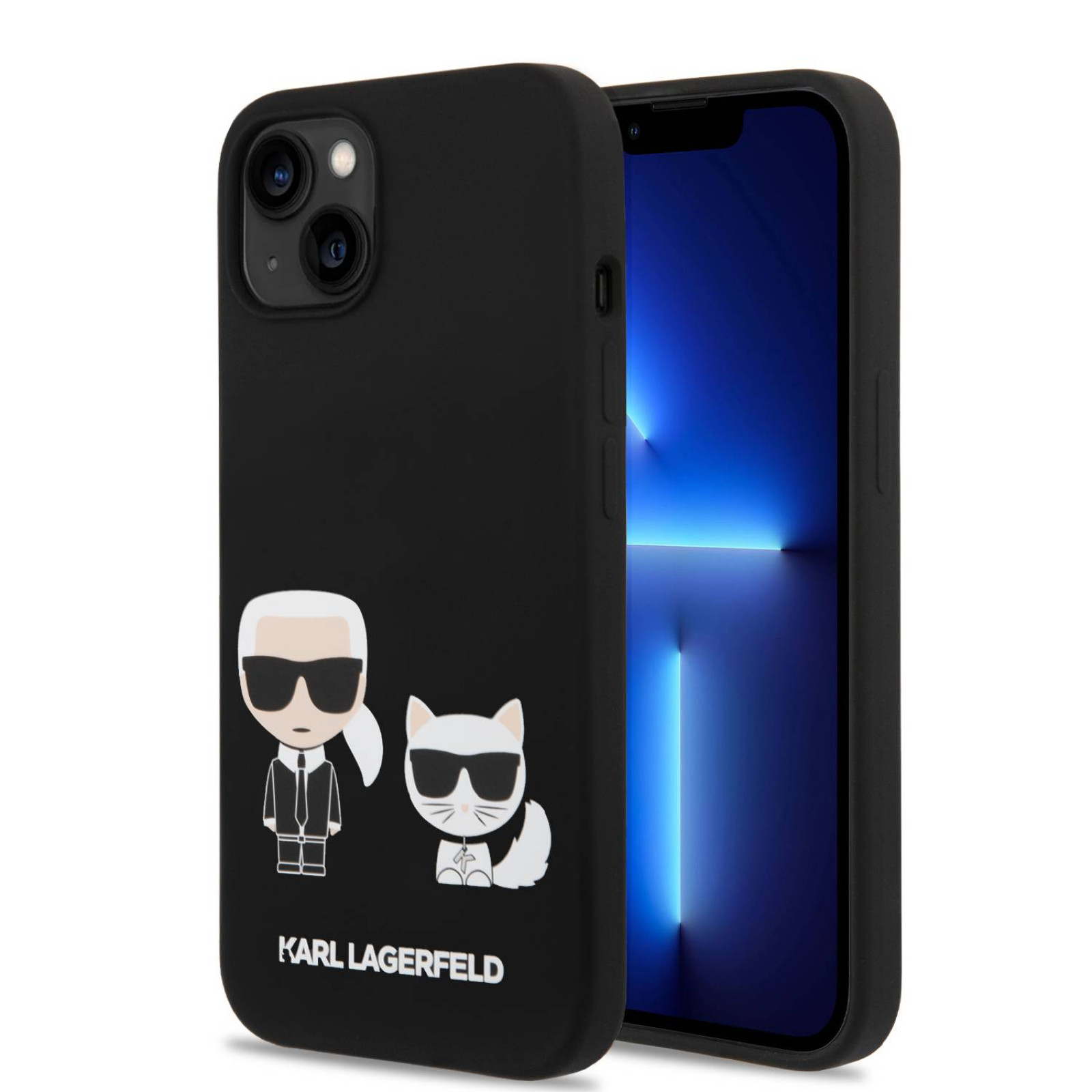 Гръб Karl Lagerfeld MagSafe Compatible Case Liquid Silicone Гръб Karl and Choupette Body iPhone 14 Plus - Черен