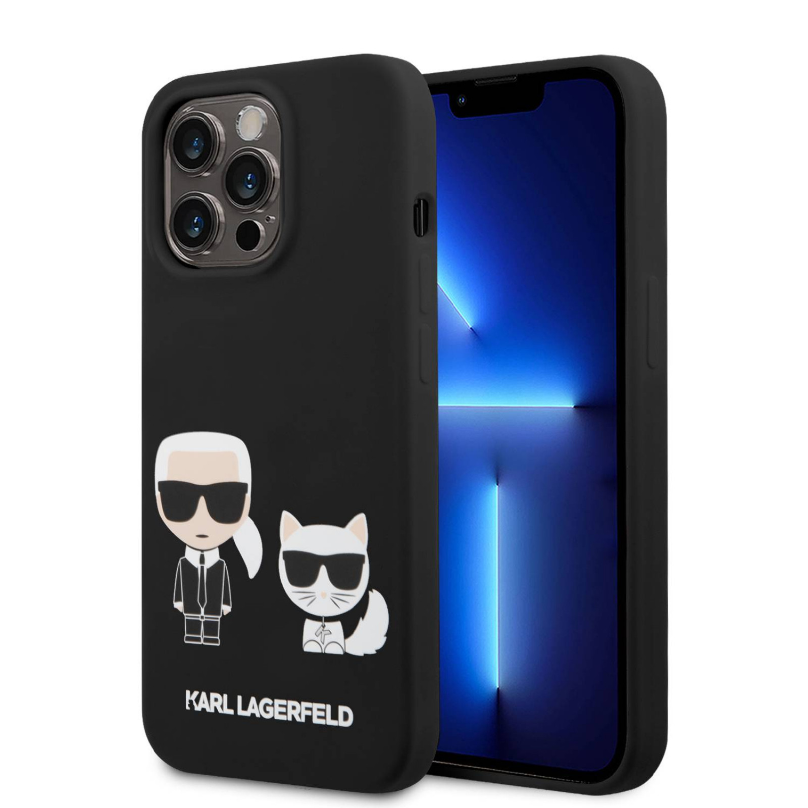 Гръб Karl Lagerfeld MagSafe Compatible Case Liquid Silicone Гръб Karl and Choupette 14 Pro Max  - Черен