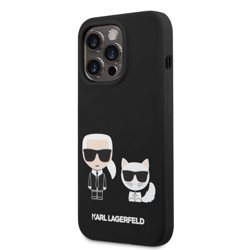 Гръб Karl Lagerfeld MagSafe Compatible Case Liquid Silicone Гръб Karl and Choupette 14 Pro Max  - Черен