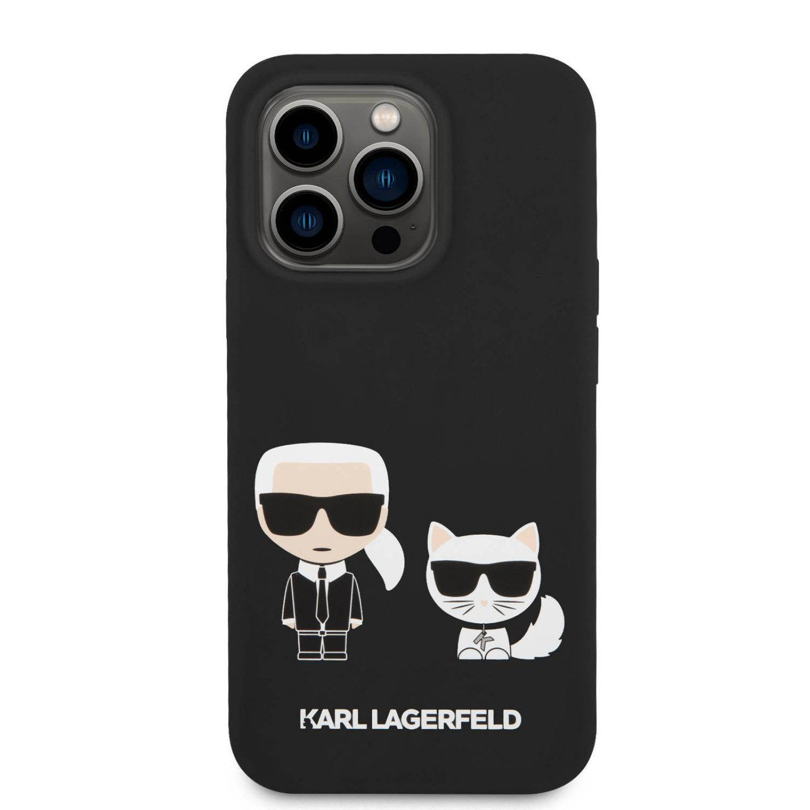 Гръб Karl Lagerfeld MagSafe Compatible Case Liquid Silicone Гръб Karl and Choupette 14 Pro Max  - Черен