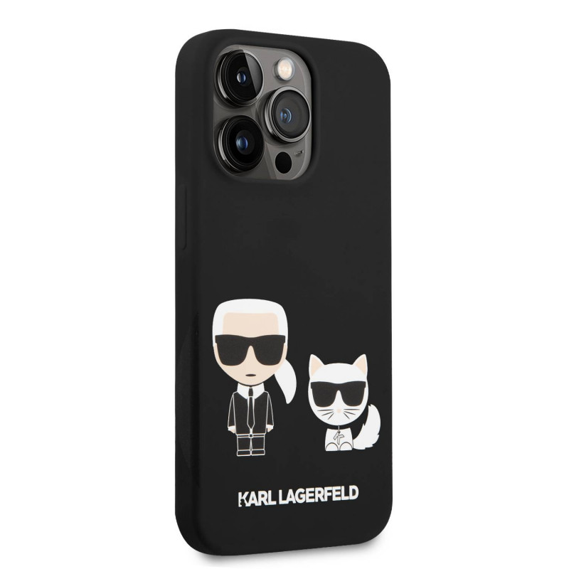 Гръб Karl Lagerfeld MagSafe Compatible Case Liquid Silicone Гръб Karl and Choupette 14 Pro Max  - Черен