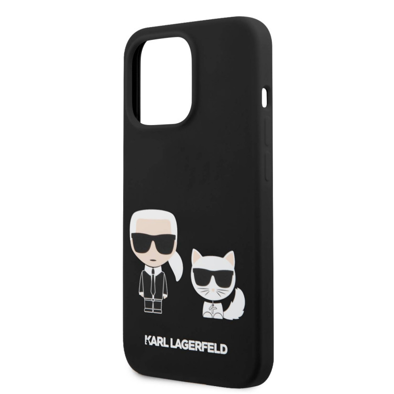 Гръб Karl Lagerfeld MagSafe Compatible Case Liquid Silicone Гръб Karl and Choupette 14 Pro Max  - Черен