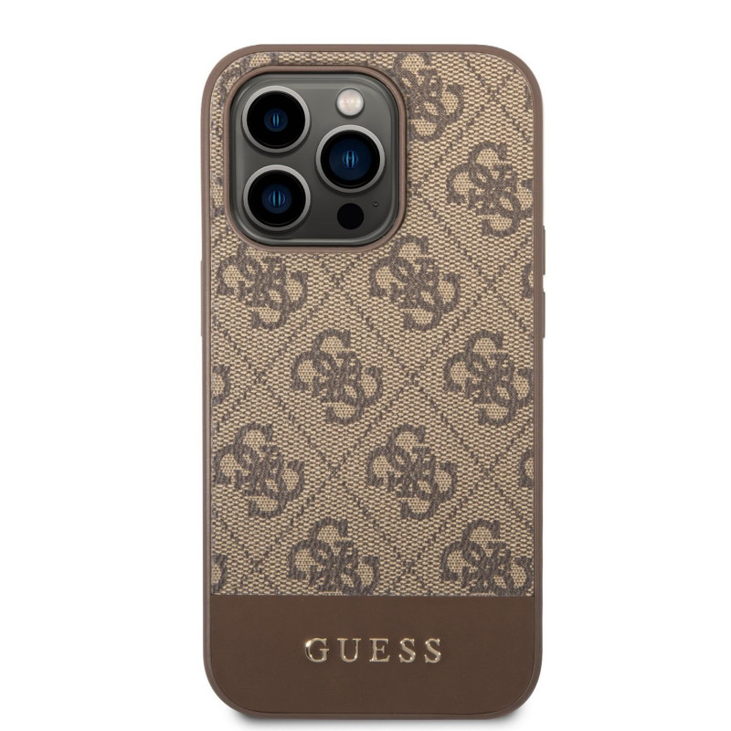 Гръб Guess 4G Stripe Case за iPhone 14 Pro  - Кафяв