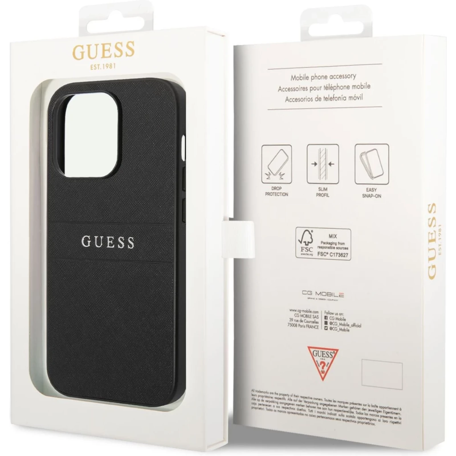 Гръб Guess PU Leather Saffiano Case за iPhone 14 Pro Max  - Черен