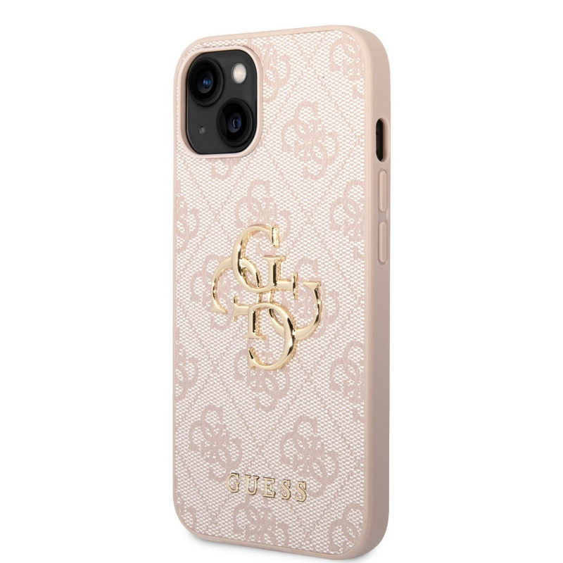 Гръб Guess PU 4G Metal Logo Case за iPhone 14 - Розов