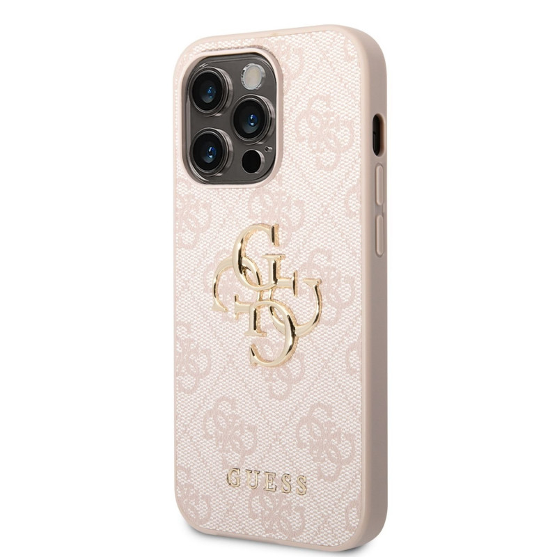 Гръб Guess за iPhone 14 Pro Max , PU, 4G Metal, Logo Case, Розов