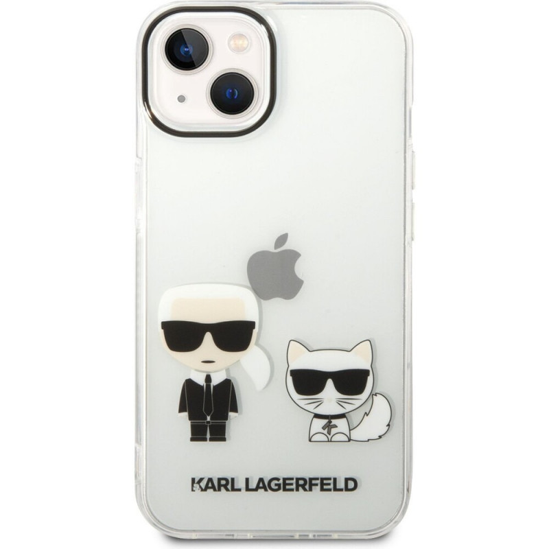 Гръб Karl Lagerfeld PC/TPU Ikonik,  Karl and Choupette Case за iPhone 14/13 - Прозрачен