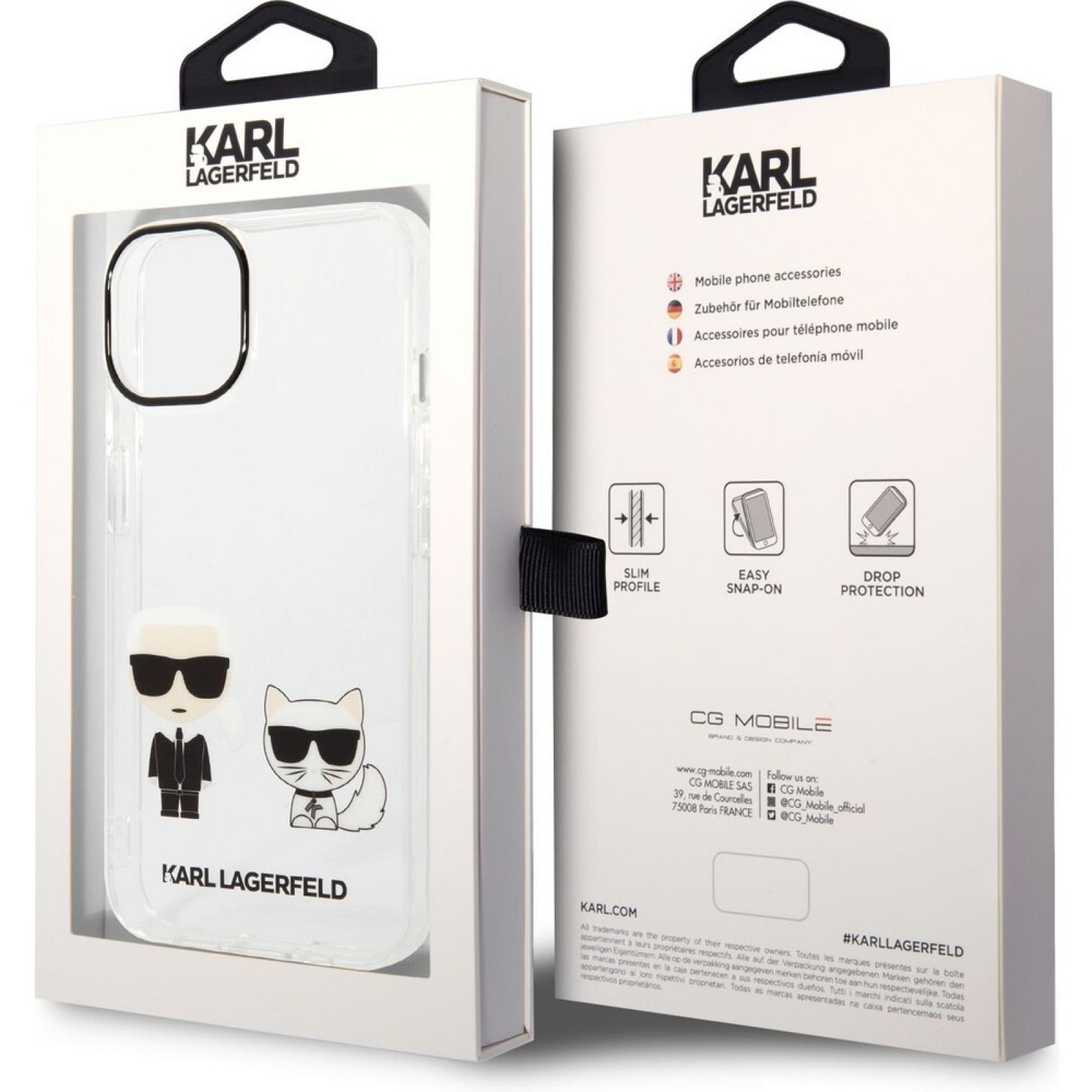 Гръб Karl Lagerfeld PC/TPU Ikonik Гръб Karl and Choupette Case за iPhone 14 Plus - Прозрачен