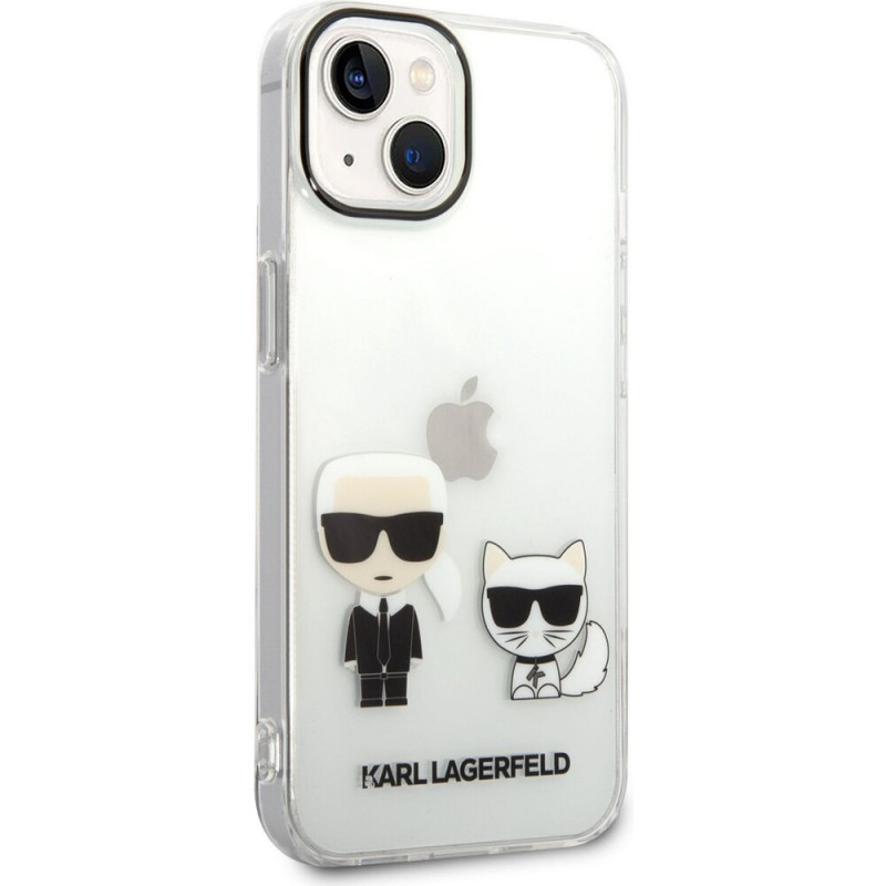Гръб Karl Lagerfeld PC/TPU Ikonik,  Karl and Choupette Case за iPhone 14/13 - Прозрачен