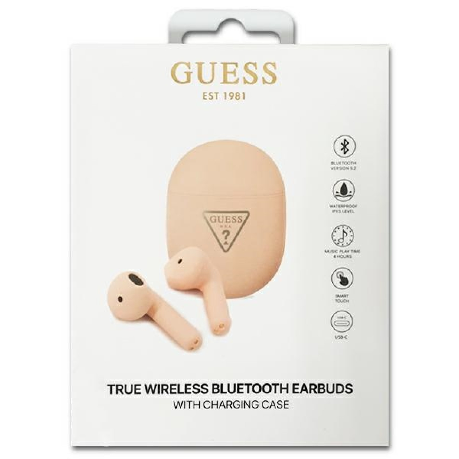 Bluеtooth слушалки Guess True Wireless Triangle Logo BT5.0 4H Stereo Earphones - Розови