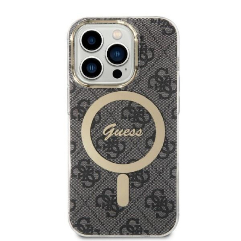 Гръб Guess 4G MagSafe Compatible Case + Зарядно Wireless Charger за iPhone 14 Prо - Черен