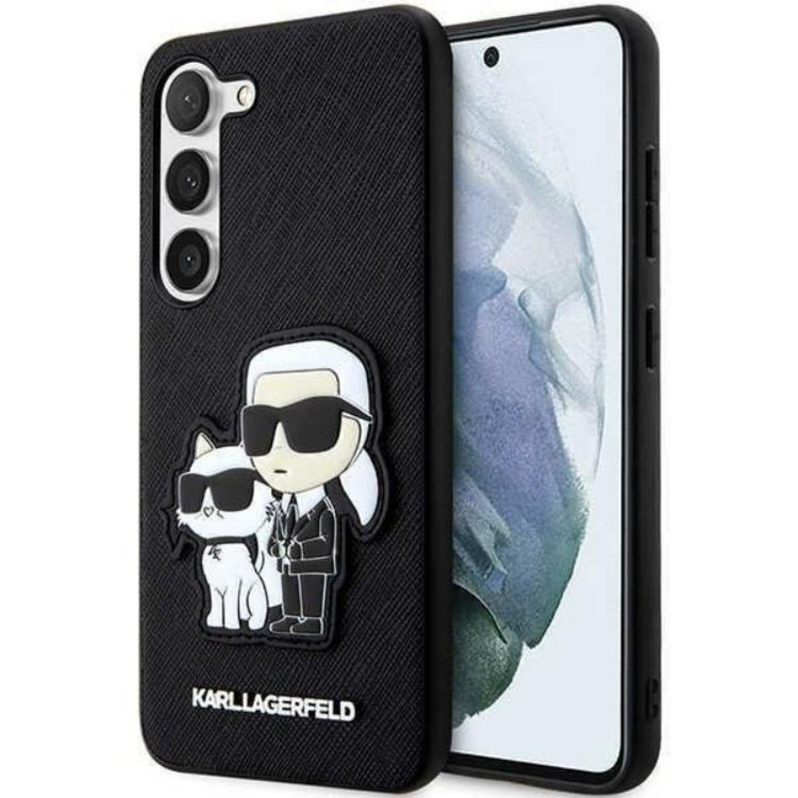 Гръб Karl Lagerfeld  Saffiano Karl and Choupette за Samsung Galaxy S23 - Черен