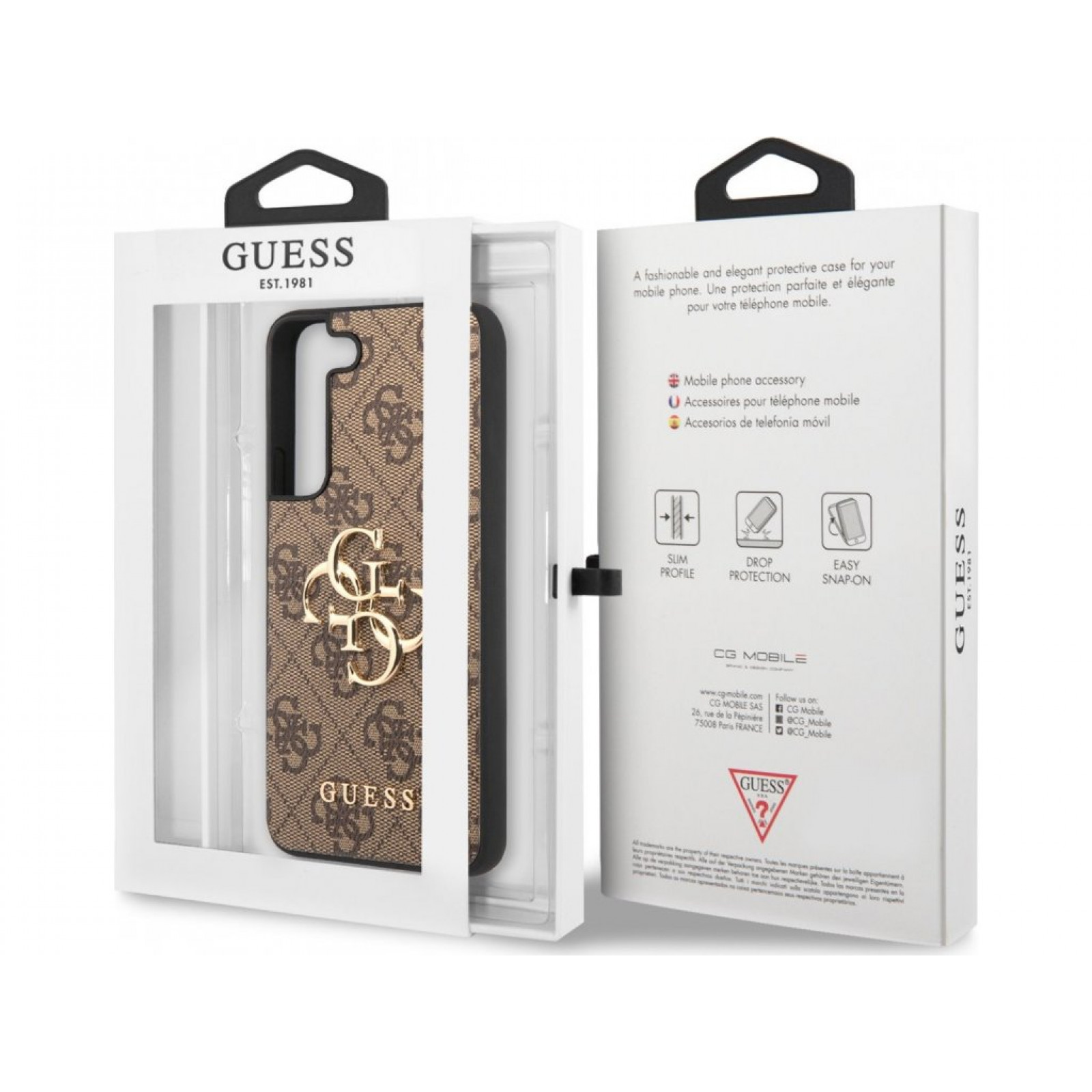 Гръб Guess PU 4G Metal Logo Case за Samsung Galaxy S23 - Кафяв