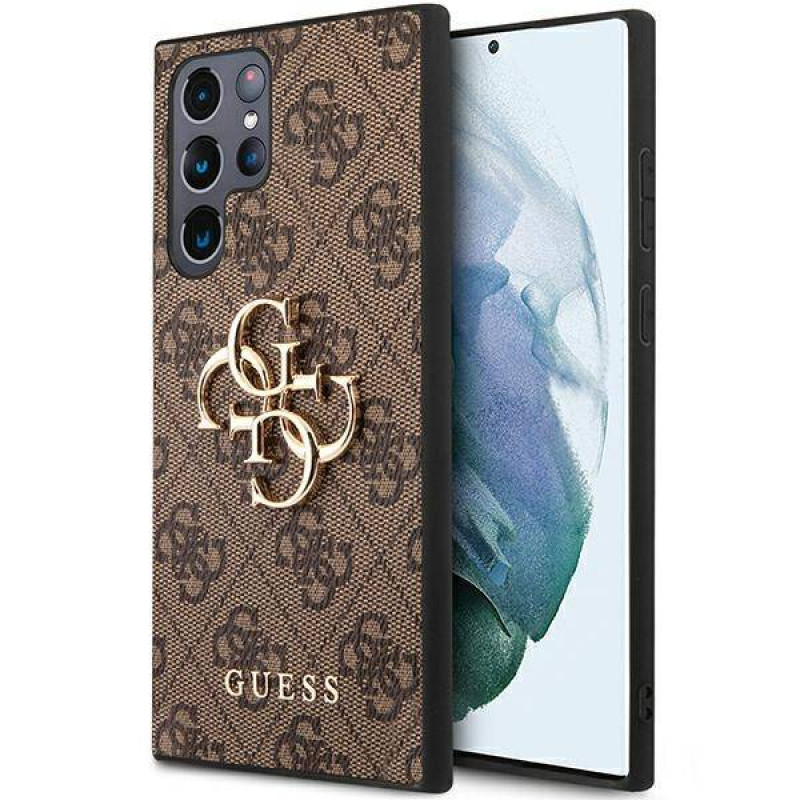 Гръб Guess PU 4G Metal Logo Case за Samsung Galaxy S23 Ultra - Кафяв