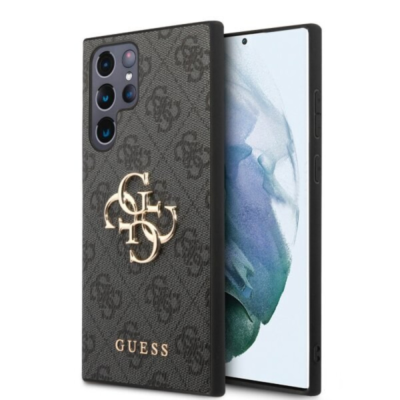 Гръб Guess PU 4G Metal Logo Case за Samsung Galaxy S23 Ultra - Сив
