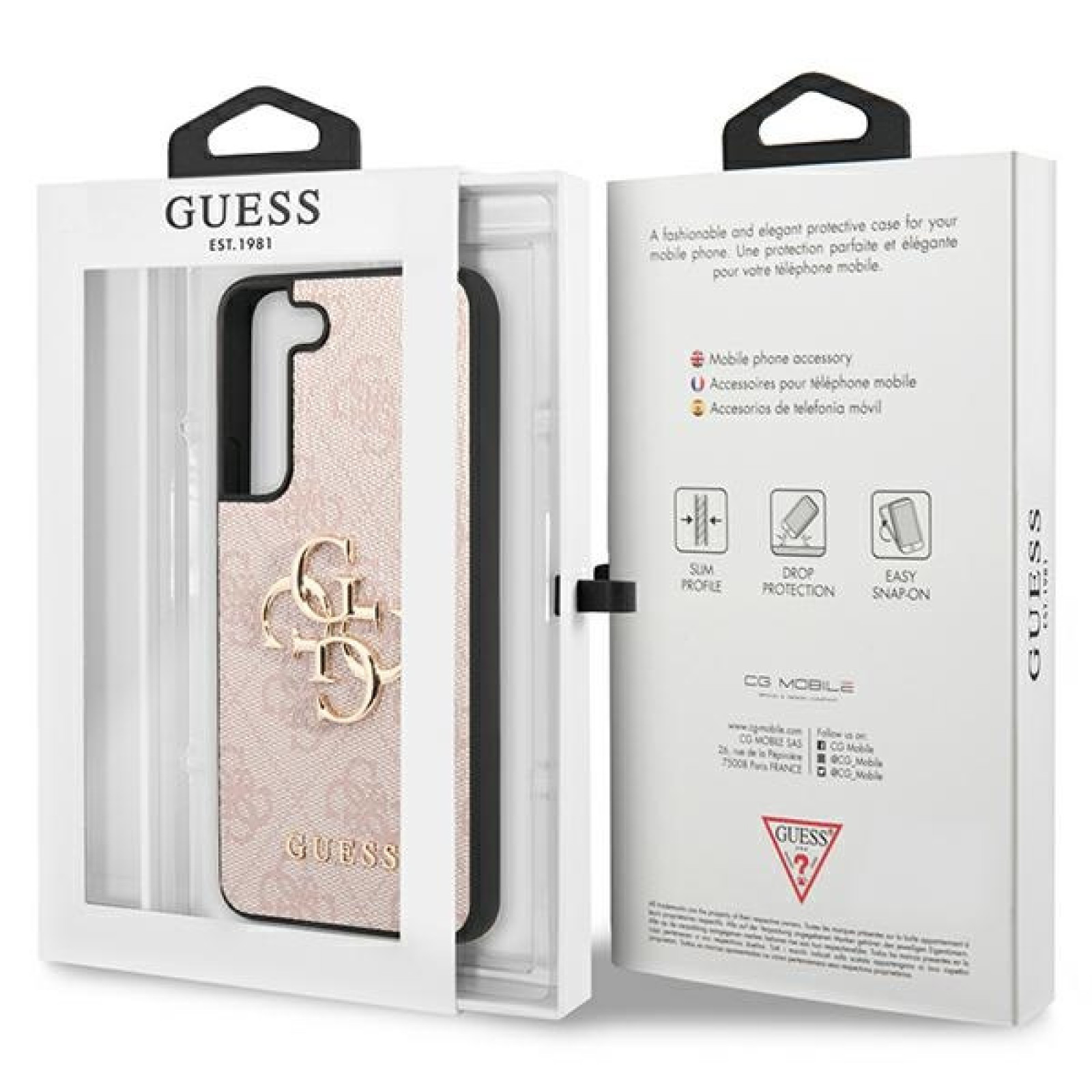 Гръб Guess PU 4G Metal Logo Case за Samsung Galaxy S23 - Розов
