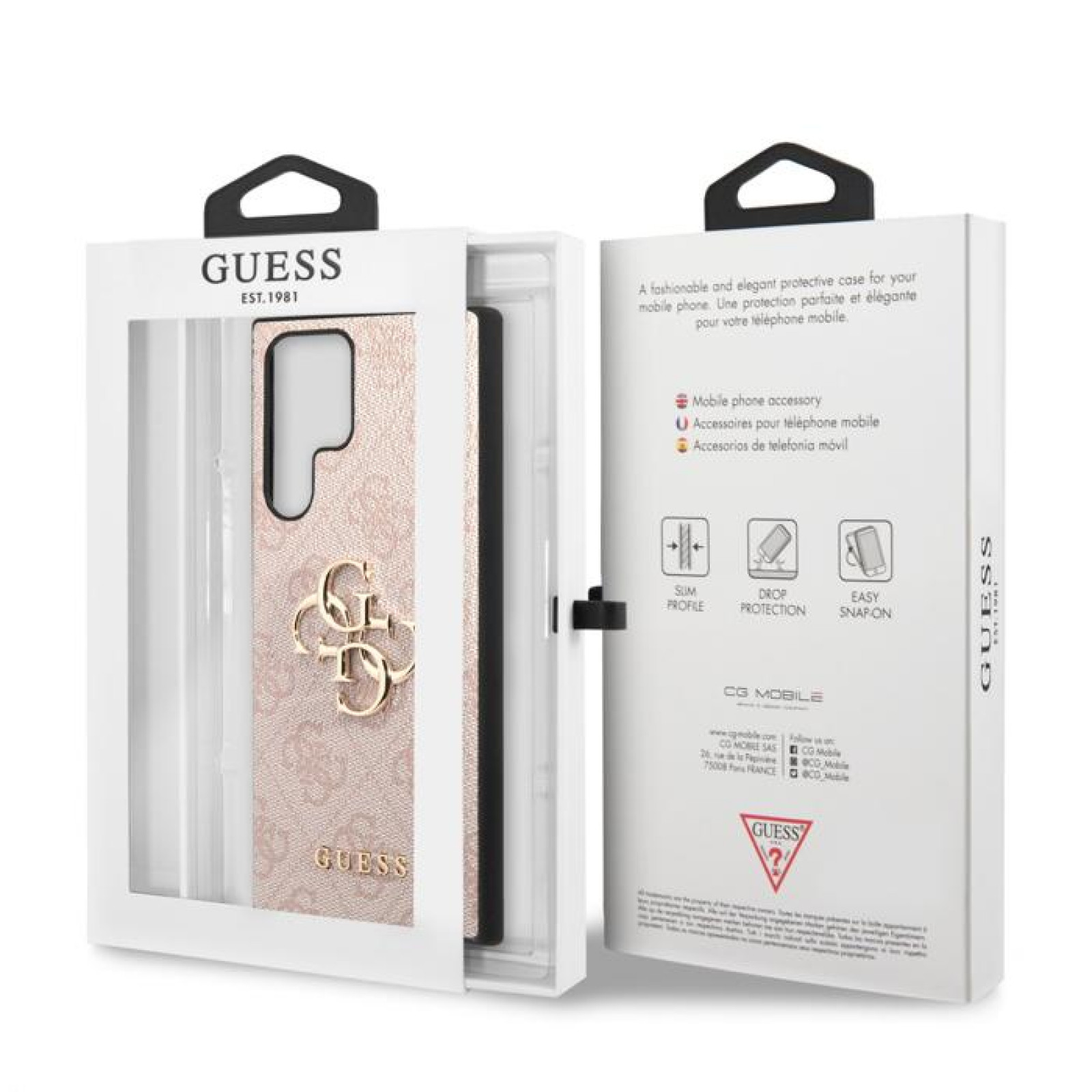 Гръб Guess PU 4G Metal Logo Case за Samsung Galaxy S23 Ultra - Розов