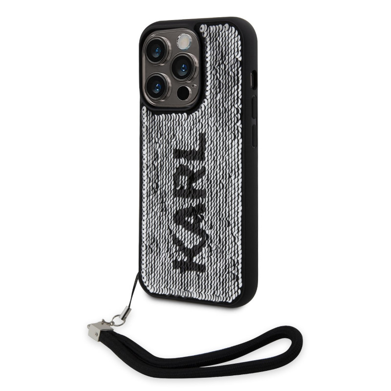 Гръб Karl Lagerfeld Sequins Reversible Case за iPhone 13 Pro - Черен/Сребрист