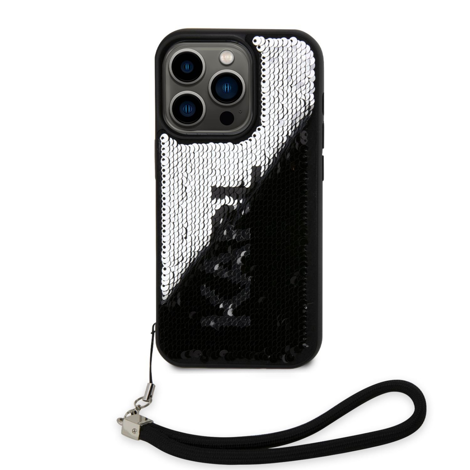 Гръб Karl Lagerfeld Sequins Reversible Case за iPhone 14 Pro  - Черен/Сребрист