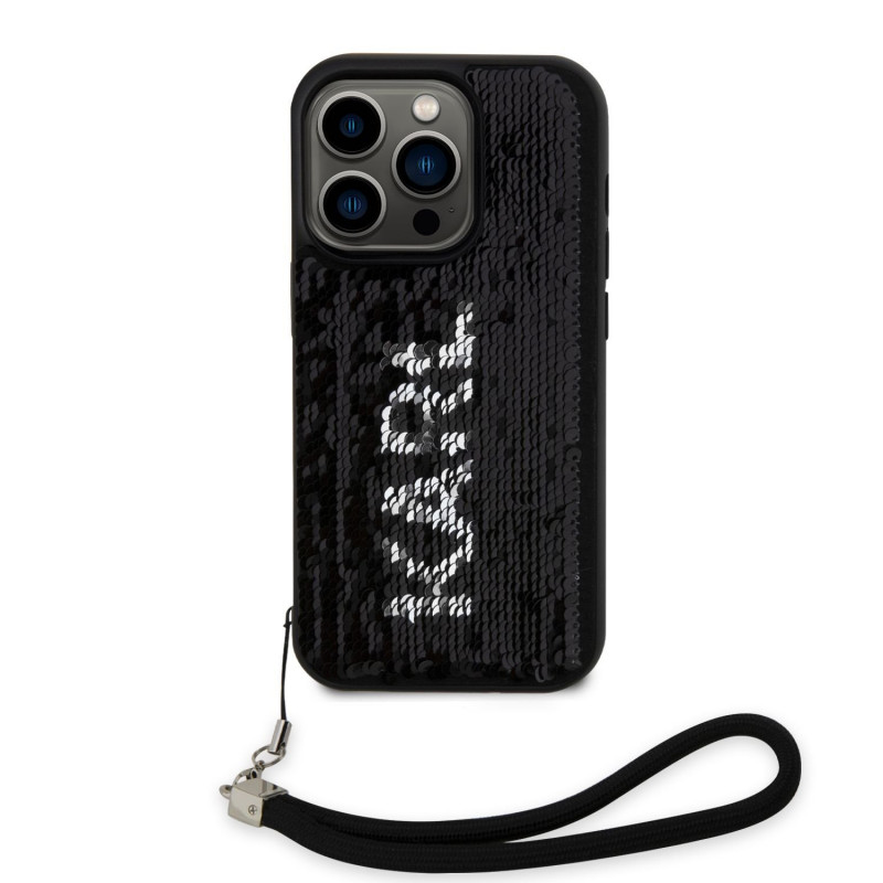 Гръб Karl Lagerfeld Sequins Reversible Case за iPhone 14 Pro  - Черен/Сребрист