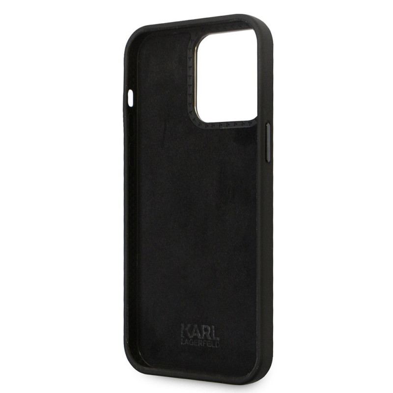 Гръб Karl Lagerfeld Liquid Silicone Metal Ikonik Case за iPhone 15 Pro Max  - Черен