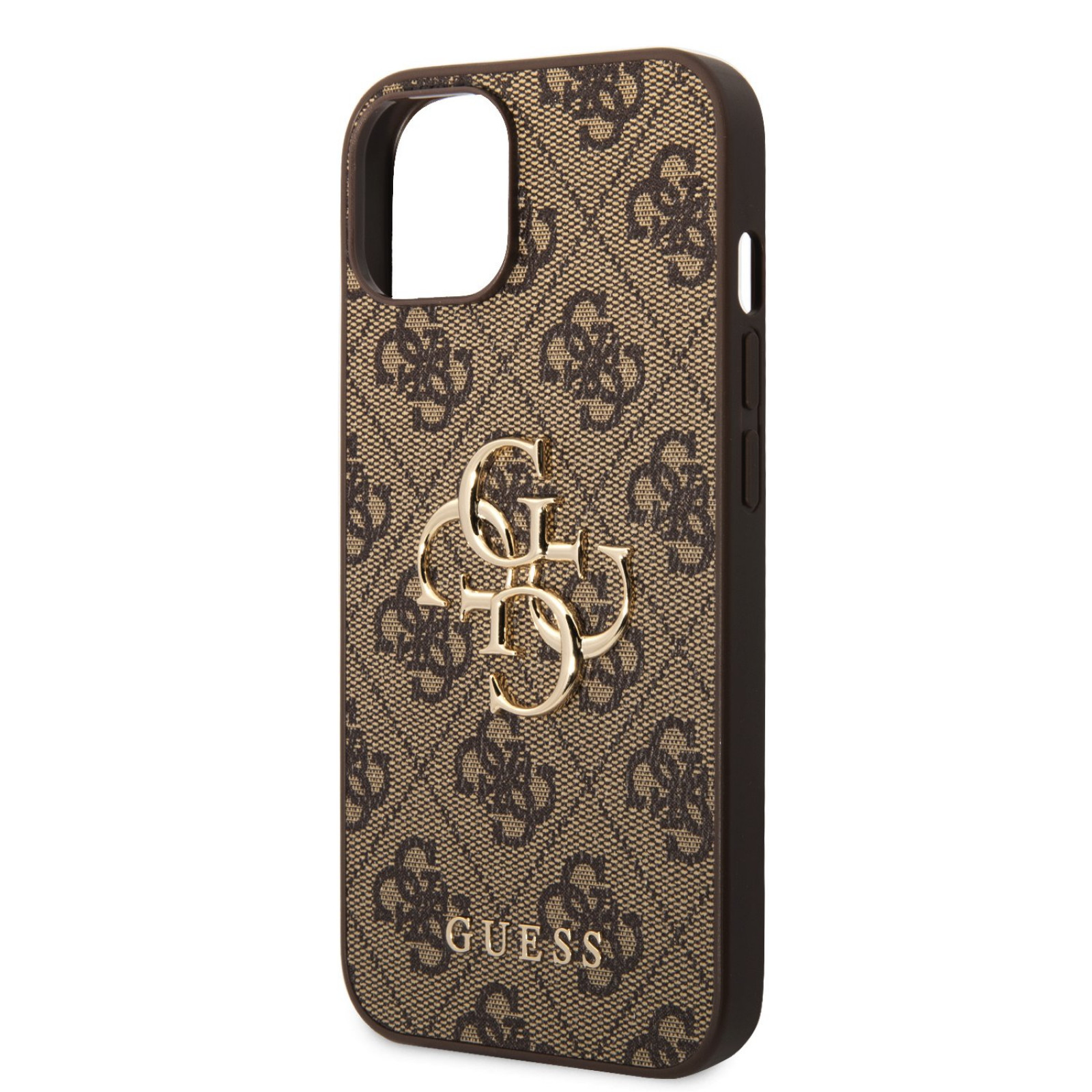 Гръб Guess PU 4G Metal Logo Case за iPhone 15 - Кафяв