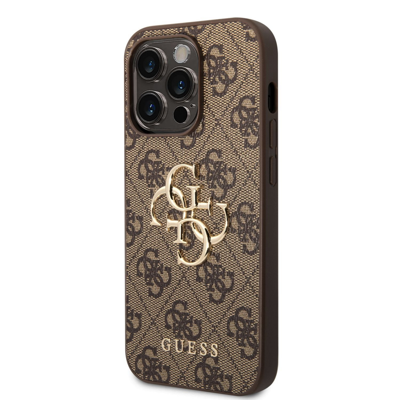 Гръб Guess PU 4G Metal Logo Case за iPhone 15 Pro - Кафяв