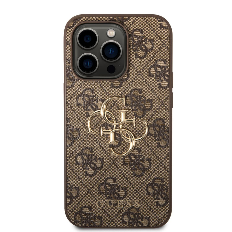 Гръб Guess PU 4G Metal Logo Case за iPhone 15 Pro Max - Кафяв