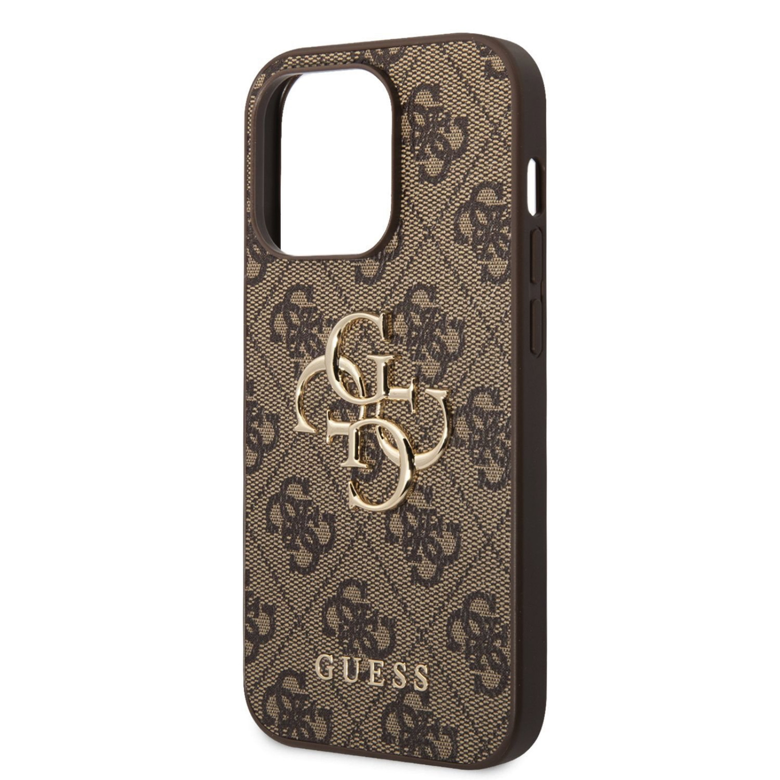 Гръб Guess PU 4G Metal Logo Case за iPhone 15 Pro - Кафяв
