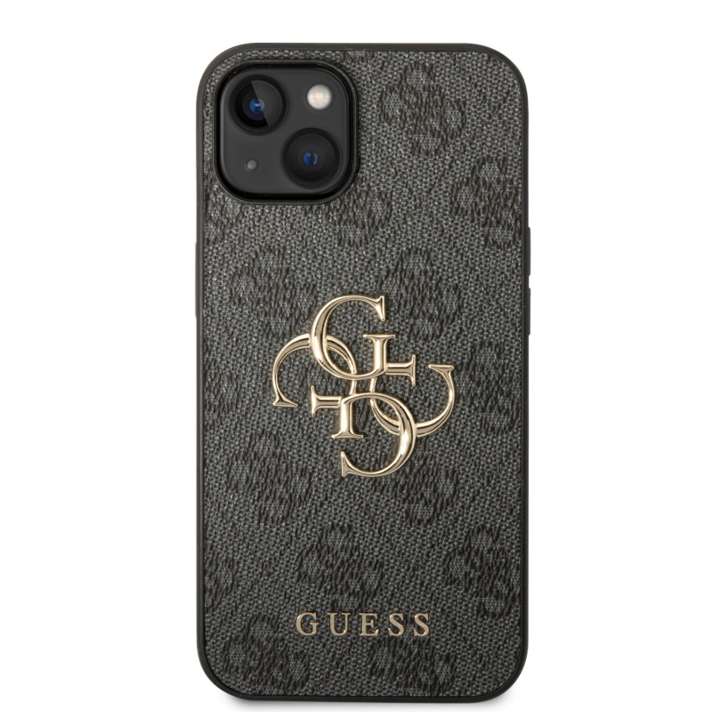 Гръб Guess PU 4G Metal Logo Case за iPhone 15 - Сив