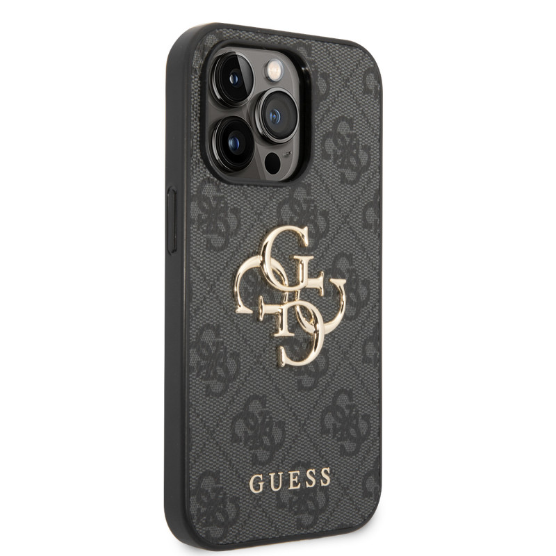Гръб Guess PU 4G Metal Logo Case за iPhone 15 Pro - Сив
