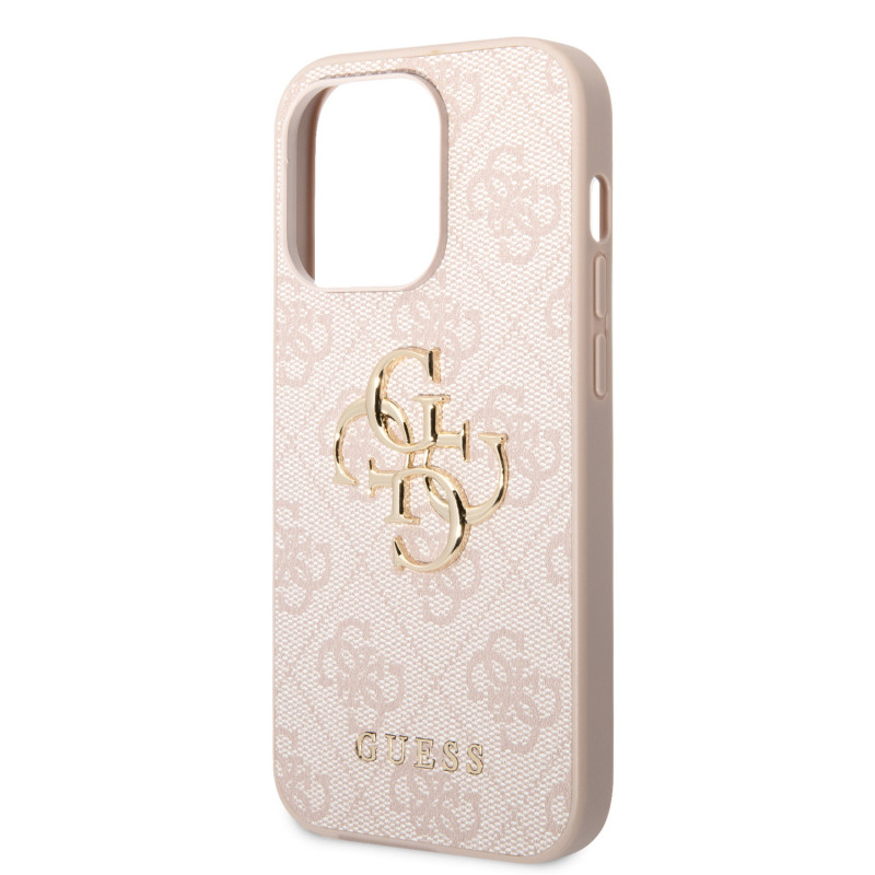Гръб Guess PU 4G Metal Logo Case за iPhone 15 Pro - Розов