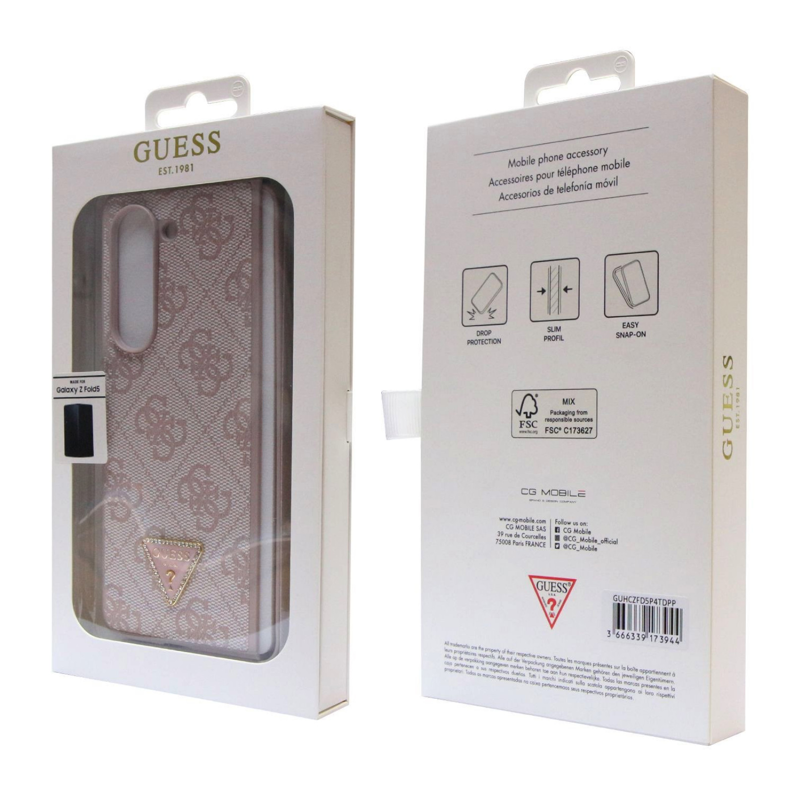 Гръб Guess 4G PU Leather Triangle Case за Samsung Galaxy Z Fold 5 - Розов