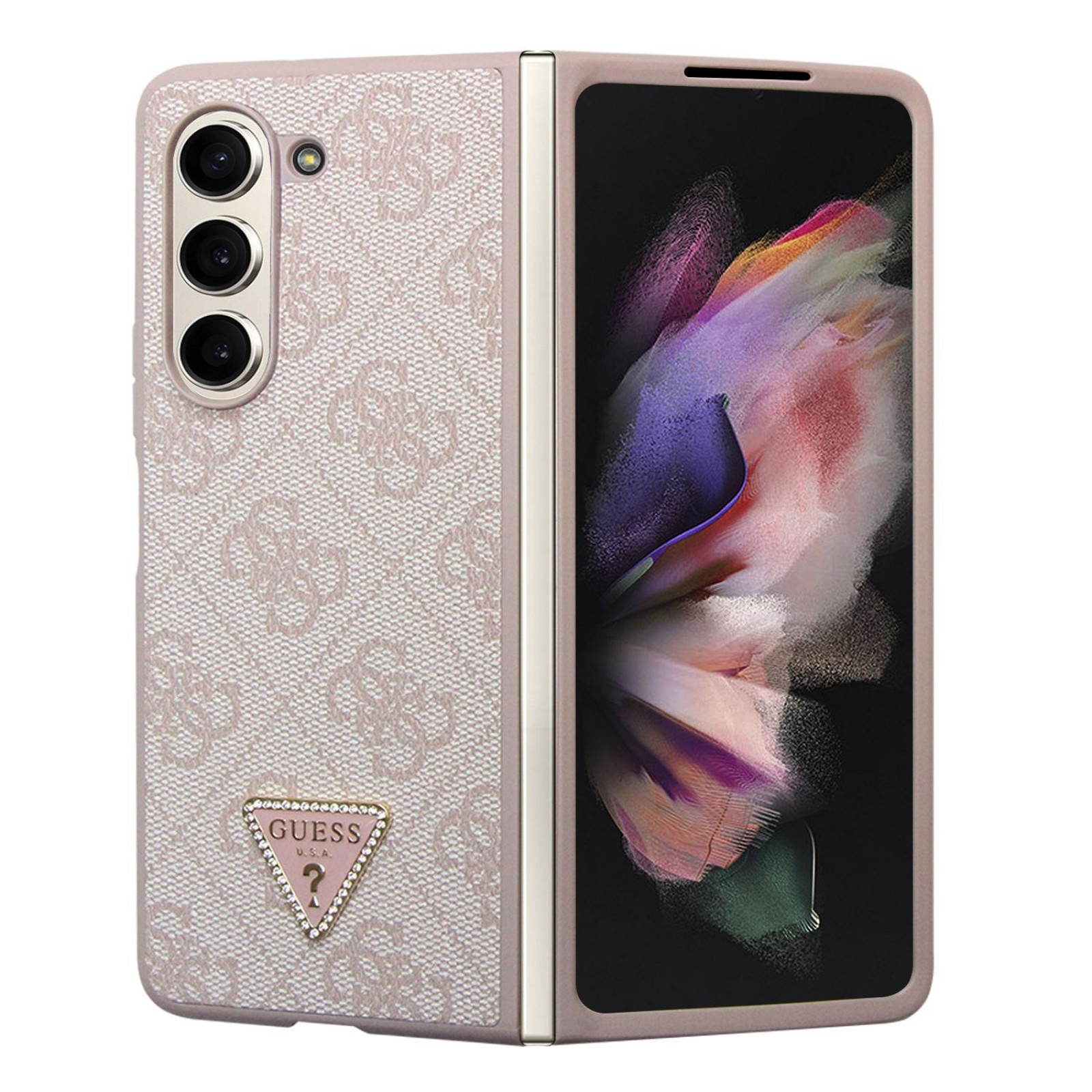 Гръб Guess 4G PU Leather Triangle Case за Samsung Galaxy Z Fold 5 - Розов