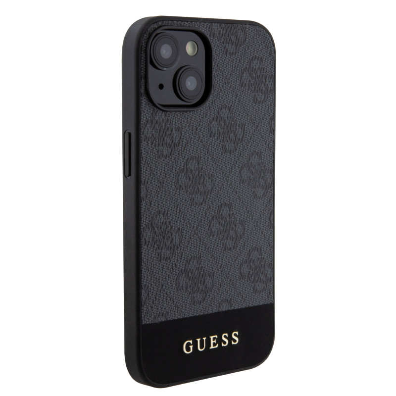 Гръб Guess  за iPhone 15 , PU, 4G Stripe, MagSafe, Черен