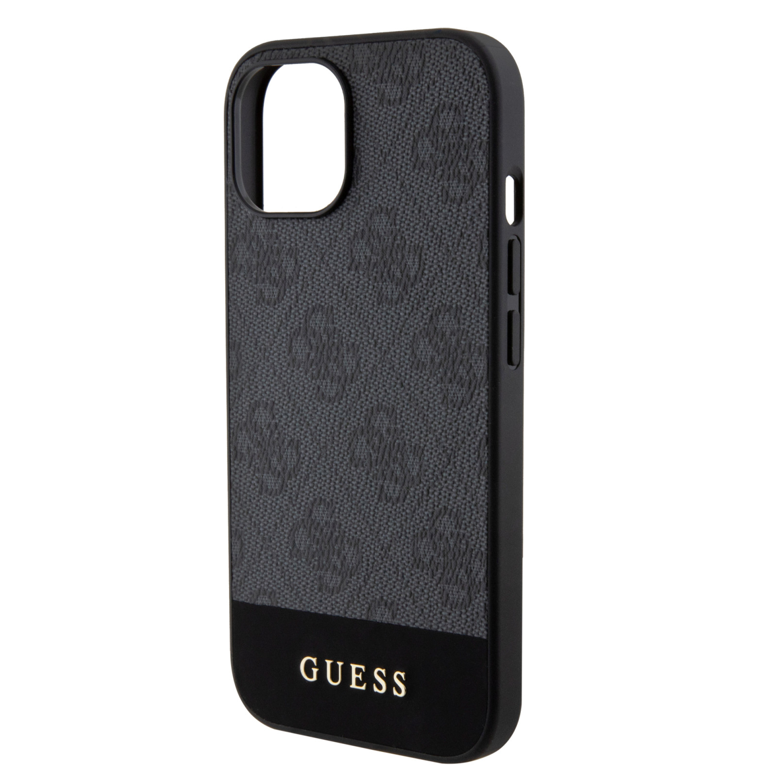 Гръб Guess  за iPhone 15 , PU, 4G Stripe, MagSafe, Черен