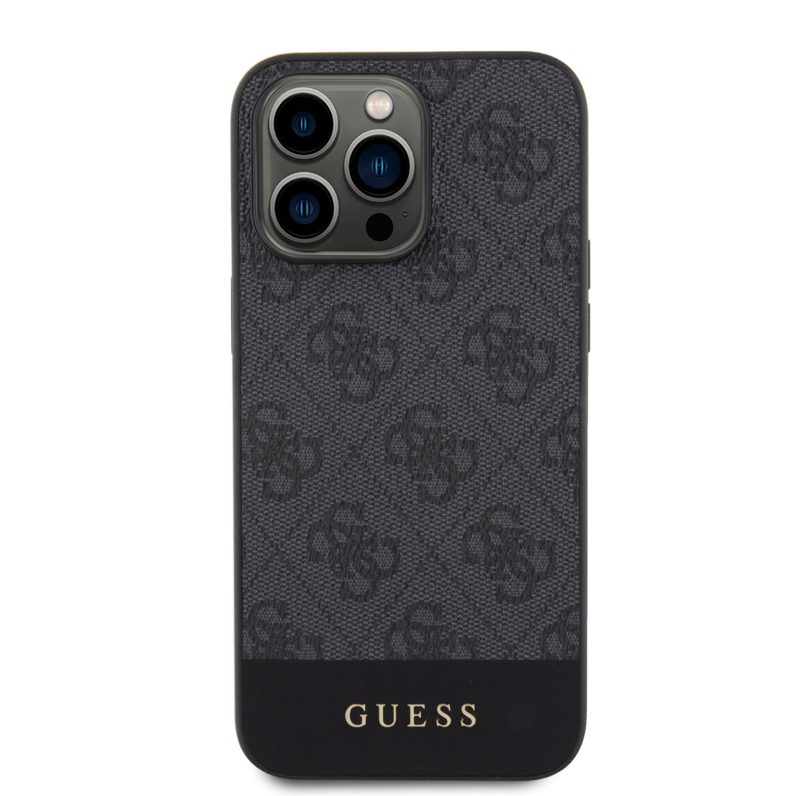 Гръб Guess за iPhone 15 Pro, PU, 4G Stripe, MagSafe, Черен