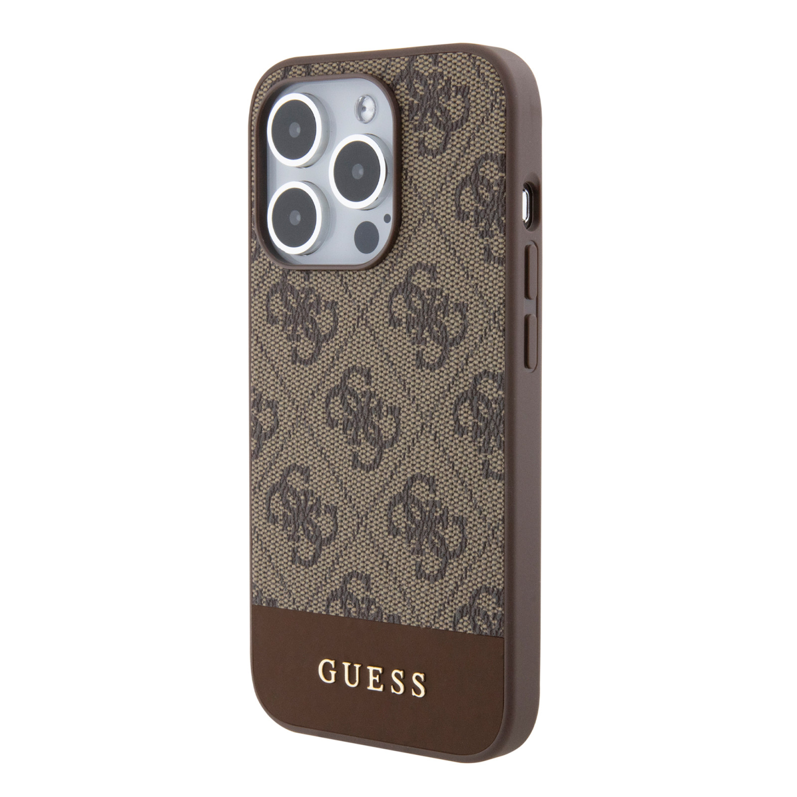 Гръб Guess  за iPhone 15 Pro ,PU, 4G Stripe, MagSafe, Кафяв