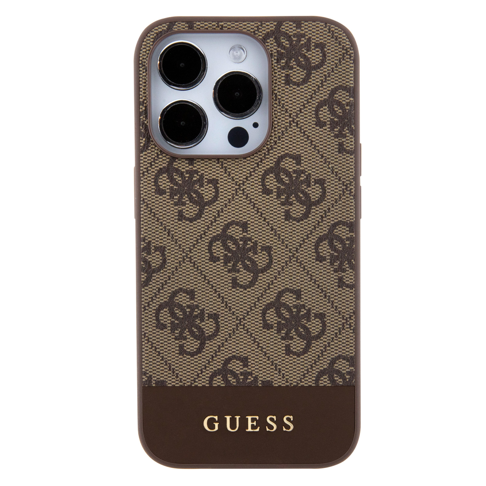 Гръб Guess PU 4G Stripe MagSafe Case за iPhone 15 Pro  - Кафяв