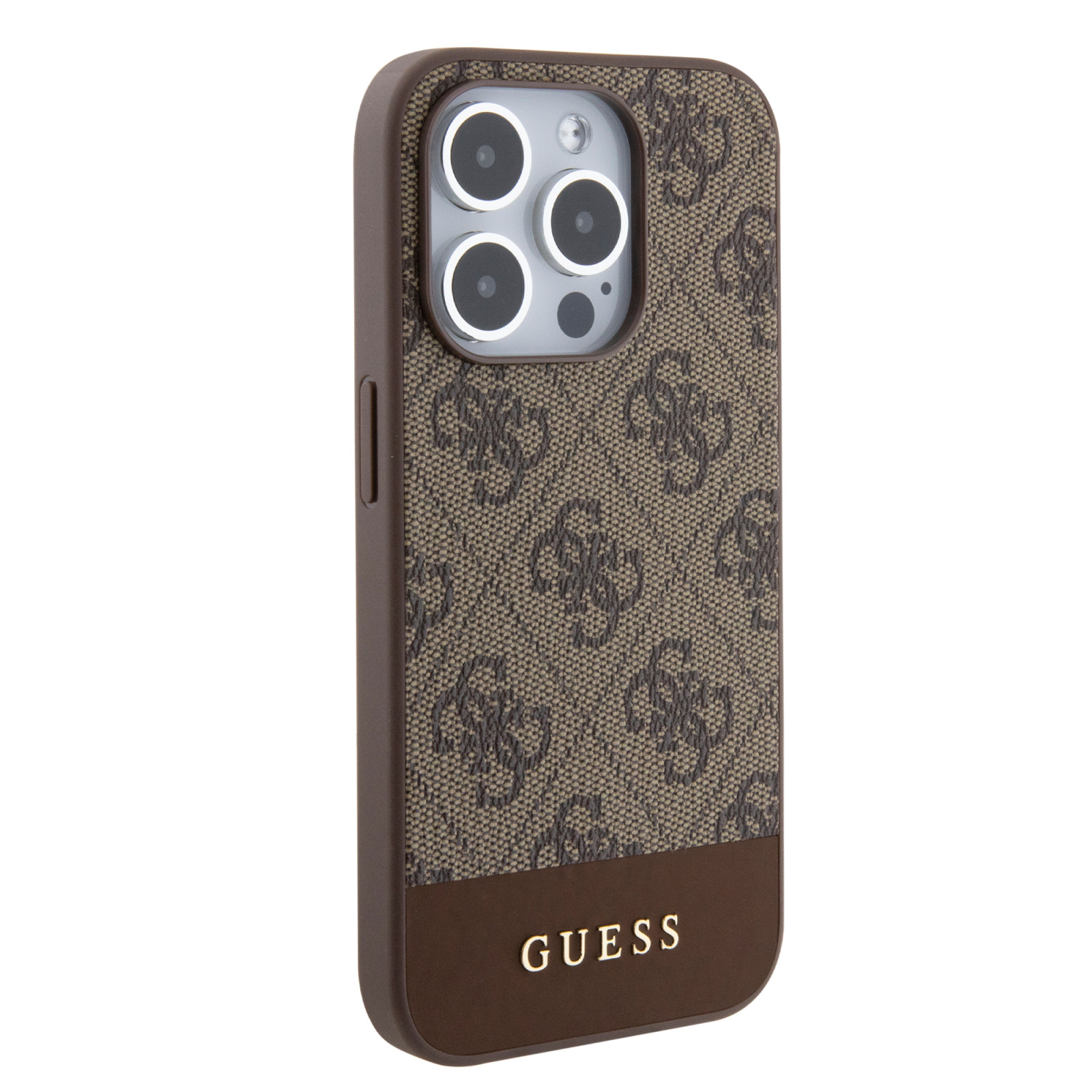 Гръб Guess PU 4G Stripe MagSafe Case за iPhone 15 Pro  - Кафяв