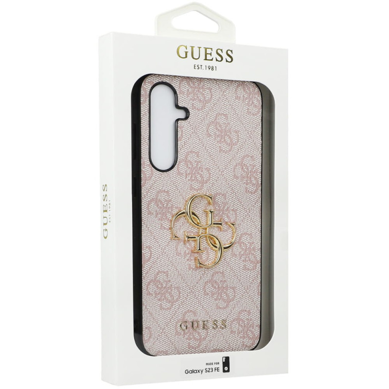 Гръб Guess за Samsung Galaxy S23 FE, PU, 4G Metal Logo Case, Розов