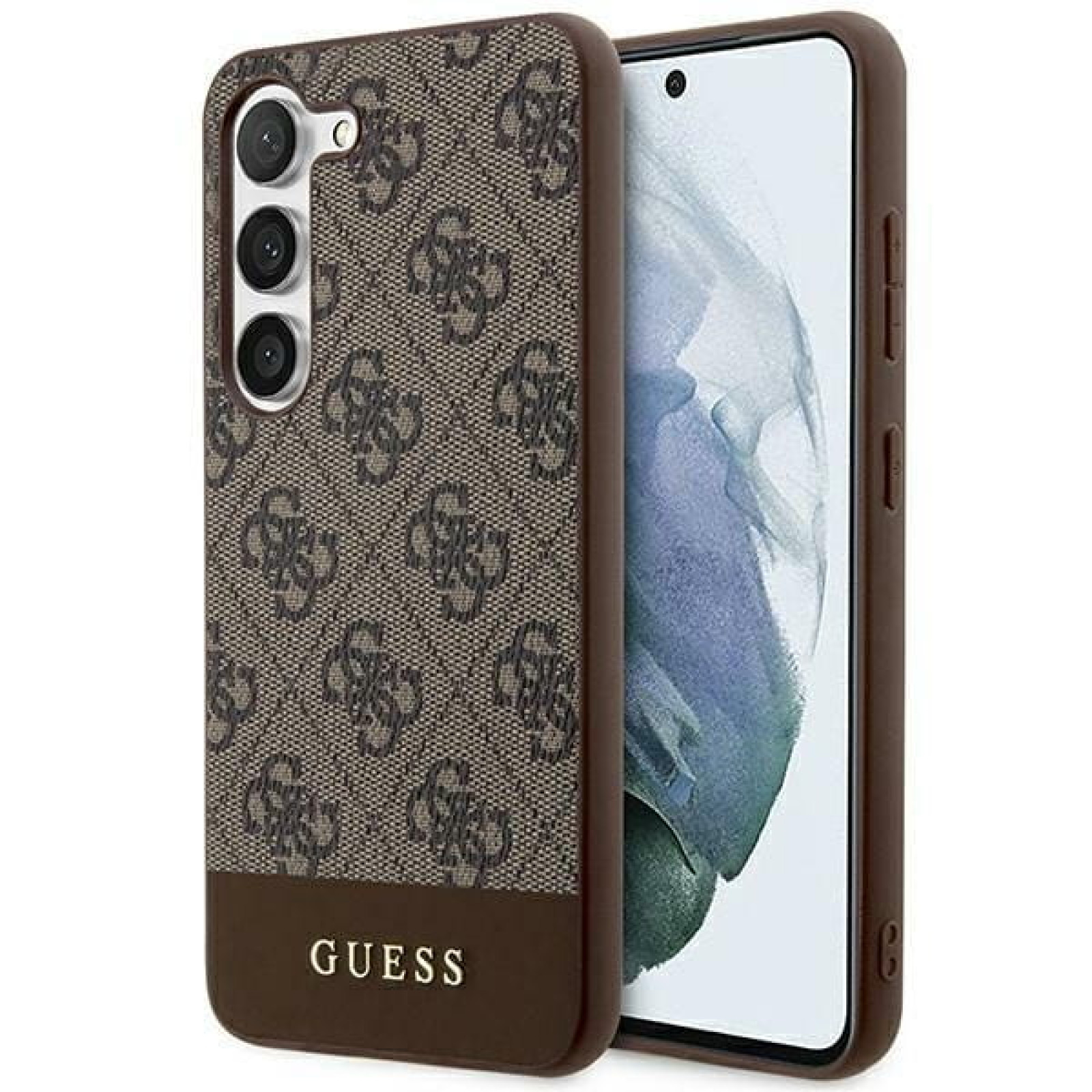 Гръб Guess за Samsung Galaxy S24 Plus,  4G Stripe Case, Кафяв