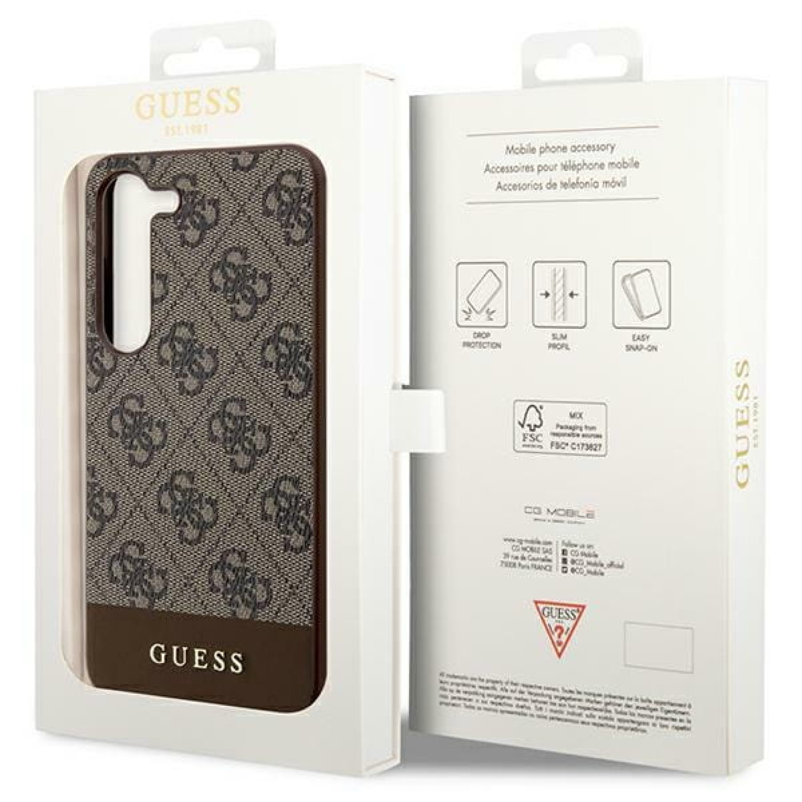 Гръб Guess за Samsung Galaxy S24 Plus,  4G Stripe Case, Кафяв