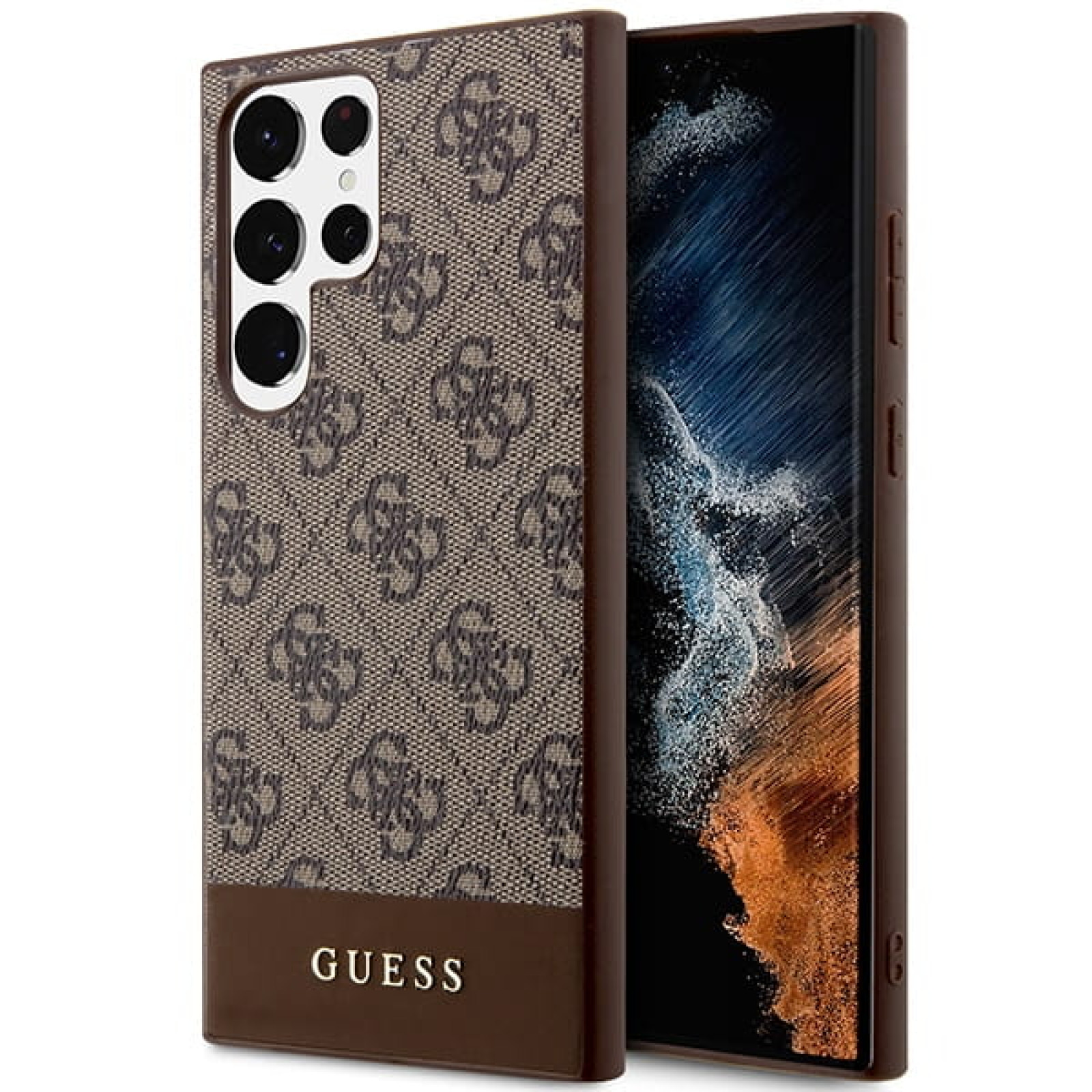 Гръб Guess 4G Stripe Case  за Samsung Galaxy S24 Ultra - Кафяв