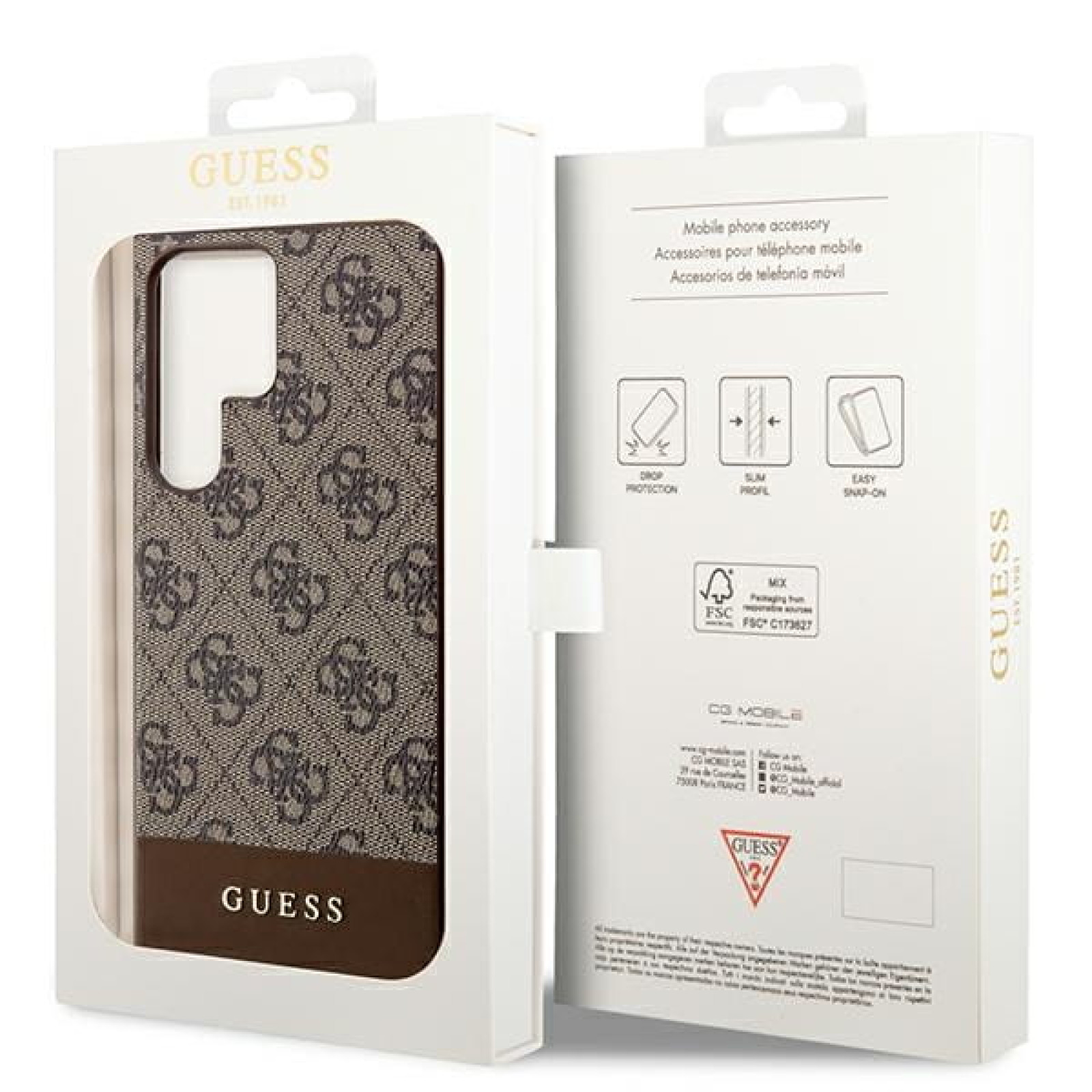 Гръб Guess за Samsung Galaxy S24 Ultra, 4G Stripe Case, Кафяв