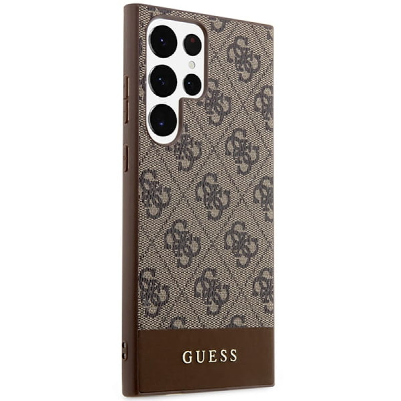 Гръб Guess за Samsung Galaxy S24 Ultra, 4G Stripe Case, Кафяв