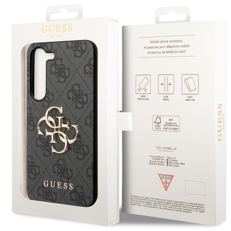 Гръб Guess за Samsung Galaxy S24, PU, 4G Metal Logo Case, Сив